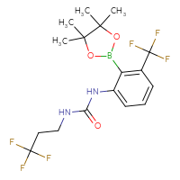 Chemical structure of 1-[2-(4,4,5,5-tetramethyl-1,3,2-dioxaborolan-2-yl)-3-(trifluoromethyl)phenyl]-3-(3,3,3-trifluoropropyl)urea - CSSB21332137184