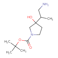 Chemical structure of tert-butyl 3-(1-aminopropan-2-yl)-3-hydroxypyrrolidine-1-carboxylate - CSSB00043228072
