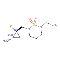 Chemical structure of rac-2-ethyl-6-{[(1R,2S)-1-fluoro-2-methylcyclopropyl]methyl}-1λ⁶,2,6-thiadiazinane-1,1-dione - CSMB03609453503