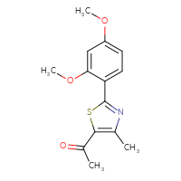 Chemical structure of 1-[2-(2,4-dimethoxyphenyl)-4-methyl-1,3-thiazol-5-yl]ethan-1-one - CSSB00000590059