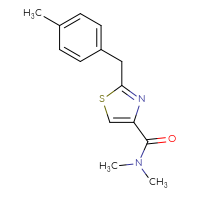 Chemical structure of N,N-dimethyl-2-[(4-methylphenyl)methyl]-1,3-thiazole-4-carboxamide - CSSB02004367193