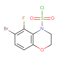 Chemical structure of 6-bromo-5-fluoro-3,4-dihydro-2H-1,4-benzoxazine-4-sulfonyl chloride - CSSB14999591207
