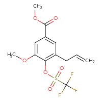 Chemical structure of methyl 3-methoxy-5-(prop-2-en-1-yl)-4-(trifluoromethanesulfonyloxy)benzoate - CSSB21163955875