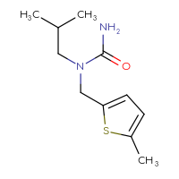 Chemical structure of 1-(2-methylpropyl)-1-[(5-methylthiophen-2-yl)methyl]urea - CSSB02367077314