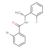 Chemical structure of 2-bromo-N-[(1R)-1-(2-fluorophenyl)ethyl]benzamide - CSSB01623407661
