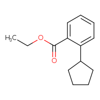 Chemical structure of ethyl 2-cyclopentylbenzoate - CSSB03559657929