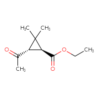 Chemical structure of ethyl (1S,3S)-3-acetyl-2,2-dimethylcyclopropane-1-carboxylate - CSSB20621800611