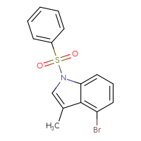 Chemical structure of 1-(benzenesulfonyl)-4-bromo-3-methyl-1H-indole - CSSB02495364431