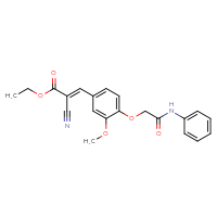 Chemical structure of ethyl (2E)-2-cyano-3-{3-methoxy-4-[(phenylcarbamoyl)methoxy]phenyl}prop-2-enoate - CSSB00103158442