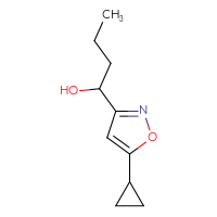 Chemical structure of 1-(5-cyclopropyl-1,2-oxazol-3-yl)butan-1-ol - CSSB20685274360