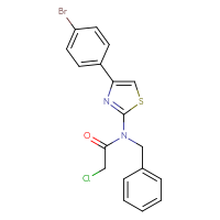 Chemical structure of N-benzyl-N-[4-(4-bromophenyl)-1,3-thiazol-2-yl]-2-chloroacetamide - CSSB00000682819