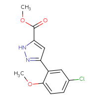Chemical structure of methyl 3-(5-chloro-2-methoxyphenyl)-1H-pyrazole-5-carboxylate - CSSB00159241450