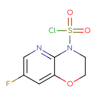 Chemical structure of 7-fluoro-2H,3H,4H-pyrido[3,2-b][1,4]oxazine-4-sulfonyl chloride - CSSB06377974467
