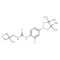 Chemical structure of 1-[2-chloro-4-(4,4,5,5-tetramethyl-1,3,2-dioxaborolan-2-yl)phenyl]-3-[(3-methyloxetan-3-yl)methyl]urea - CSSB06432770721