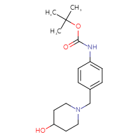 Chemical structure of tert-butyl N-{4-[(4-hydroxypiperidin-1-yl)methyl]phenyl}carbamate - CSSB00160573965