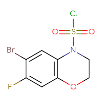 Chemical structure of 6-bromo-7-fluoro-3,4-dihydro-2H-1,4-benzoxazine-4-sulfonyl chloride - CSSB14978150691