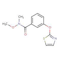 Chemical structure of N-methoxy-N-methyl-3-(1,3-thiazol-2-yloxy)benzamide - CSSB02004792738