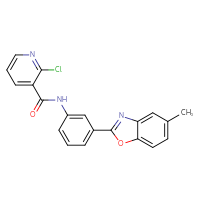 Chemical structure of 2-chloro-N-[3-(5-methyl-1,3-benzoxazol-2-yl)phenyl]pyridine-3-carboxamide - CSSB00121599244