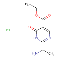 Chemical structure of ethyl 2-(1-aminoethyl)-6-oxo-1,6-dihydropyrimidine-5-carboxylate hydrochloride - CSSB20963516367