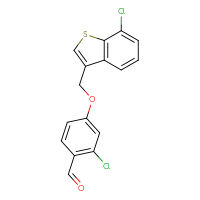 Chemical structure of 2-chloro-4-[(7-chloro-1-benzothiophen-3-yl)methoxy]benzaldehyde - CSSB21349262493