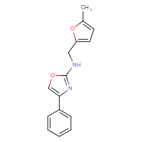 Chemical structure of N-[(5-methylfuran-2-yl)methyl]-4-phenyl-1,3-oxazol-2-amine - CSSB15074490859