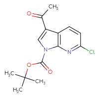 Chemical structure of tert-butyl 3-acetyl-6-chloro-1H-pyrrolo[2,3-b]pyridine-1-carboxylate - CSSB21332170913