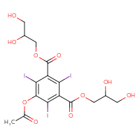 Chemical structure of 1,3-bis(2,3-dihydroxypropyl) 5-(acetyloxy)-2,4,6-triiodobenzene-1,3-dicarboxylate - CSSB00025702290
