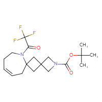 Chemical structure of tert-butyl 7-(2,2,2-trifluoroacetyl)-2,7-diazadispiro[3.1.6⁶.1⁴]tridec-10-ene-2-carboxylate - CSSB14922650637