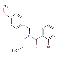 Chemical structure of 2-bromo-N-[(4-methoxyphenyl)methyl]-N-propylbenzamide - CSSB02122091788