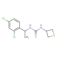 Chemical structure of 1-[1-(2,4-dichlorophenyl)ethyl]-3-(thietan-3-yl)thiourea - CSSB21432494935