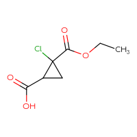 Chemical structure of 2-chloro-2-(ethoxycarbonyl)cyclopropane-1-carboxylic acid - CSSB00038095666