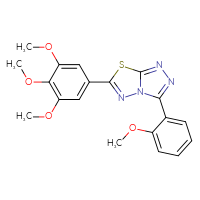 Chemical structure of 3-(2-methoxyphenyl)-6-(3,4,5-trimethoxyphenyl)-[1,2,4]triazolo[3,4-b][1,3,4]thiadiazole - CSSB00121637883