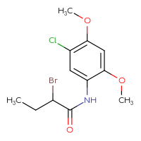 Chemical structure of 2-bromo-N-(5-chloro-2,4-dimethoxyphenyl)butanamide - CSSB00001016573