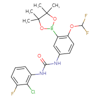 Chemical structure of 1-(2-chloro-3-fluorophenyl)-3-[4-(difluoromethoxy)-3-(4,4,5,5-tetramethyl-1,3,2-dioxaborolan-2-yl)phenyl]urea - CSSB21332138495