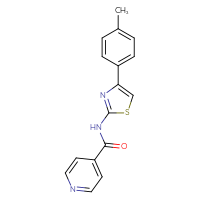 Chemical structure of N-[4-(4-methylphenyl)-1,3-thiazol-2-yl]pyridine-4-carboxamide - CSSB00026308905
