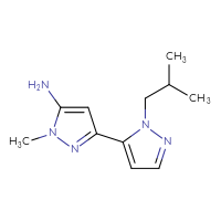 Chemical structure of 1-methyl-2'-(2-methylpropyl)-1H,2'H-[3,3'-bipyrazol]-5-amine - CSSB00102965736