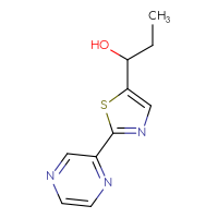 Chemical structure of 1-[2-(pyrazin-2-yl)-1,3-thiazol-5-yl]propan-1-ol - CSSB21246411004