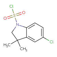 Chemical structure of 5-chloro-3,3-dimethyl-2,3-dihydro-1H-indole-1-sulfonyl chloride - CSSB15002727044