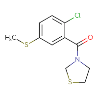 Chemical structure of 3-[2-chloro-5-(methylsulfanyl)benzoyl]-1,3-thiazolidine - CSSB00993984176