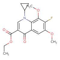 Chemical structure of ethyl 1-cyclopropyl-7-fluoro-6,8-dimethoxy-4-oxo-1,4-dihydroquinoline-3-carboxylate - CSSB00160475887