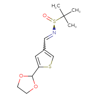 Chemical structure of (S)-N-{[5-(1,3-dioxolan-2-yl)thiophen-3-yl]methylidene}-2-methylpropane-2-sulfinamide - CSSB21331812922