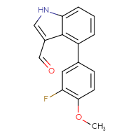 Chemical structure of 4-(3-fluoro-4-methoxyphenyl)-1H-indole-3-carbaldehyde - CSSB06585302122