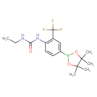 Chemical structure of 3-ethyl-1-[4-(4,4,5,5-tetramethyl-1,3,2-dioxaborolan-2-yl)-2-(trifluoromethyl)phenyl]urea - CSSB21246004637