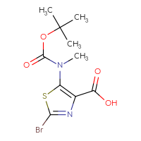 Chemical structure of 2-bromo-5-{[(tert-butoxy)carbonyl](methyl)amino}-1,3-thiazole-4-carboxylic acid - CSSB03437853022