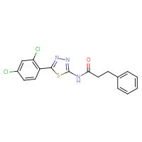Chemical structure of N-[5-(2,4-dichlorophenyl)-1,3,4-thiadiazol-2-yl]-3-phenylpropanamide - CSSB03436641254