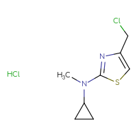 Chemical structure of 4-(chloromethyl)-N-cyclopropyl-N-methyl-1,3-thiazol-2-amine hydrochloride - CSSB00000686519