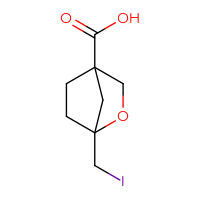 Chemical structure of 1-(iodomethyl)-2-oxabicyclo[2.2.1]heptane-4-carboxylic acid - CSSB02126315432