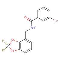 Chemical structure of 3-bromo-N-[(2,2-difluoro-2H-1,3-benzodioxol-4-yl)methyl]benzamide - CSSB02123218027