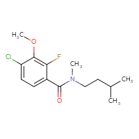 Chemical structure of 4-chloro-2-fluoro-3-methoxy-N-methyl-N-(3-methylbutyl)benzamide - CSSB06855726106