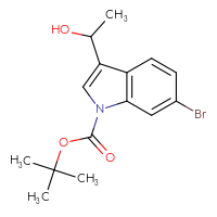 Chemical structure of tert-butyl 6-bromo-3-(1-hydroxyethyl)-1H-indole-1-carboxylate - CSSB21230199233